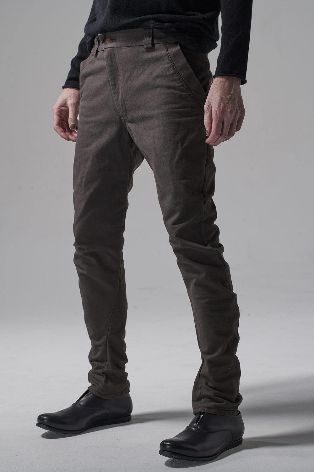 Slim pants Cavalry twill Garment wash Lava Stone