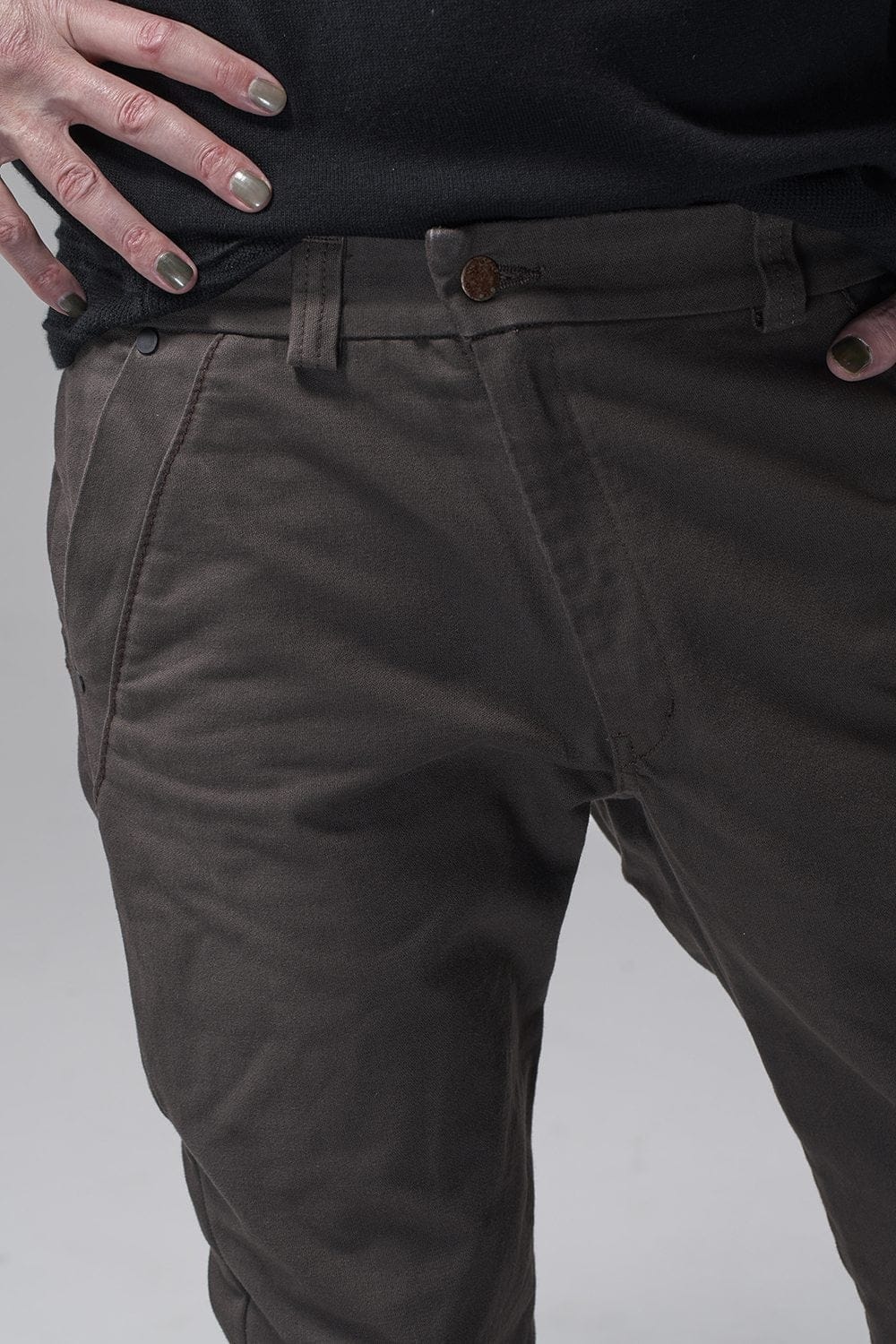 Slim pants Cavalry twill Garment wash Lava Stone