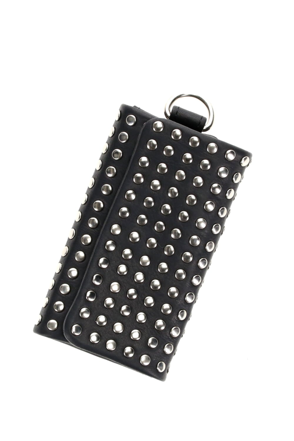 Leather key case 'all-studs' Silver