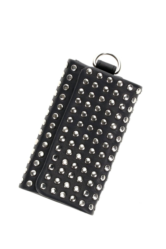 Leather key case 'all-studs' Silver