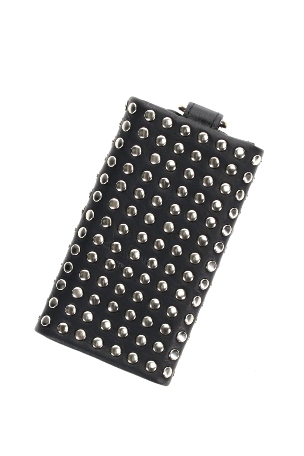 Leather key case 'all-studs' Silver