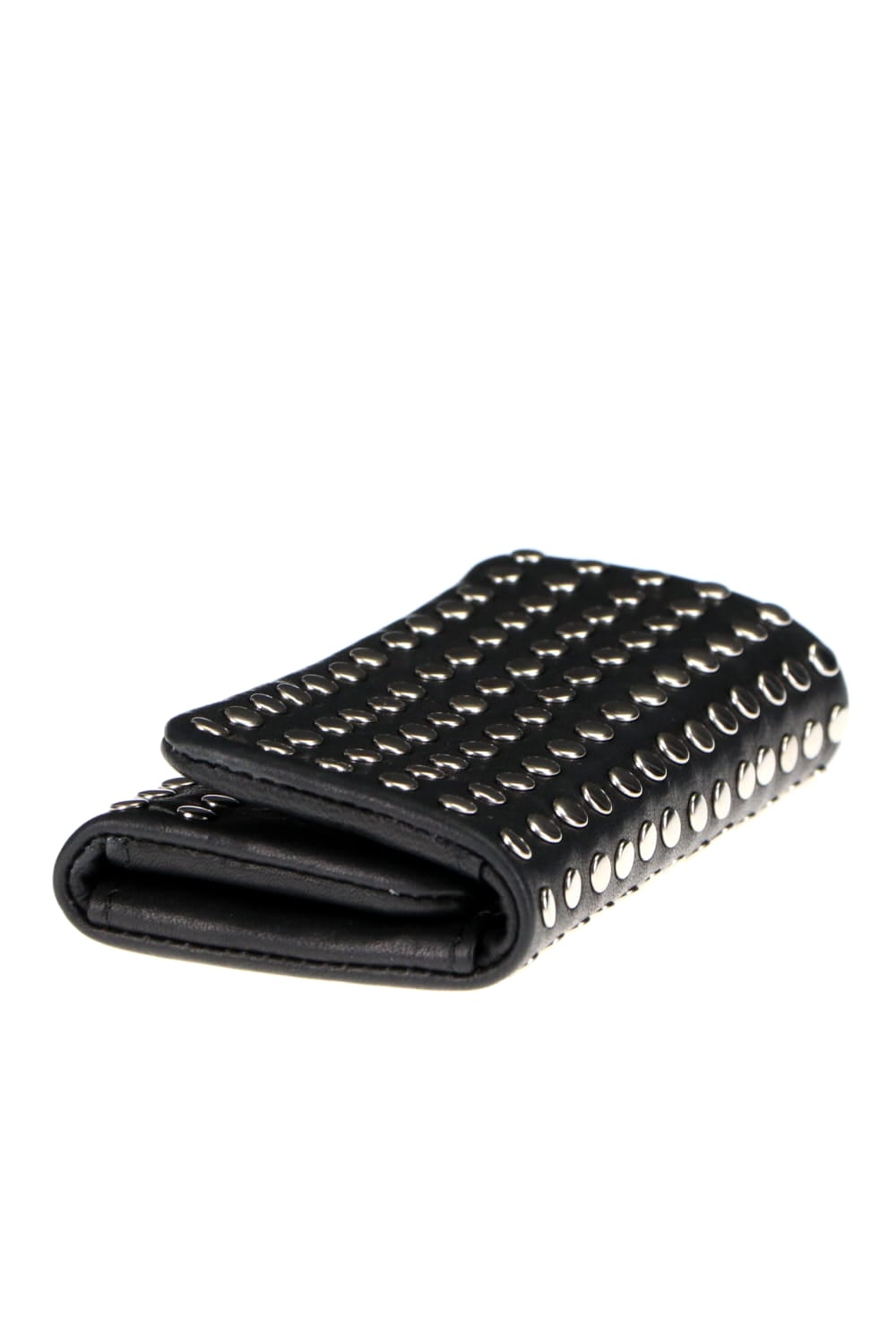 Leather key case 'all-studs' Silver