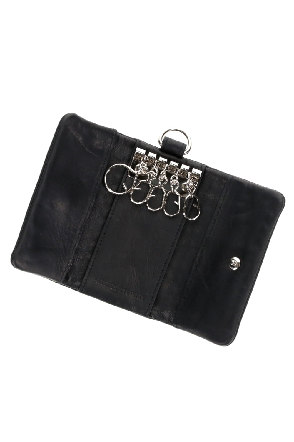 Leather key case 'all-studs' Silver