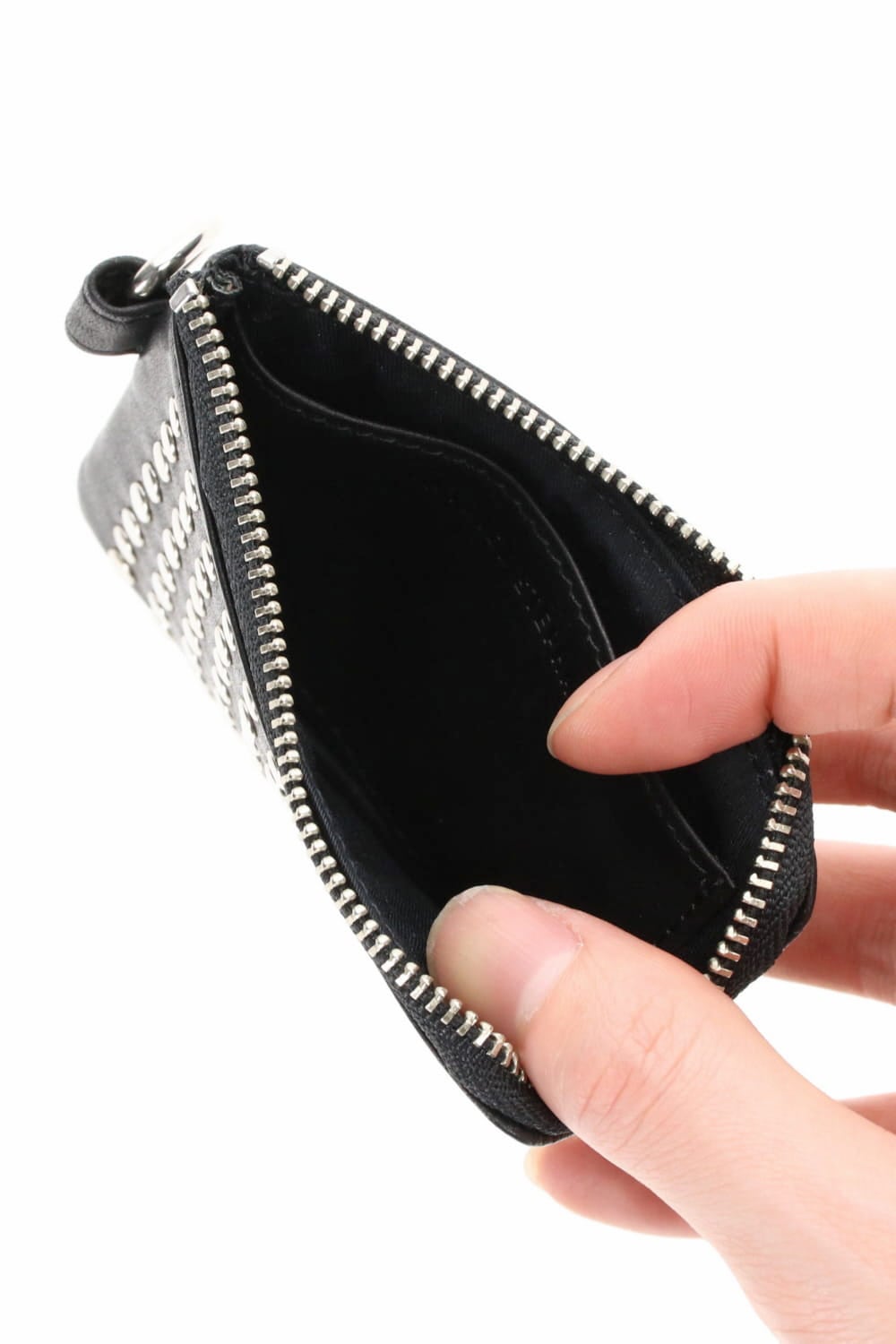 Leather coin case 'all-studs' Silver