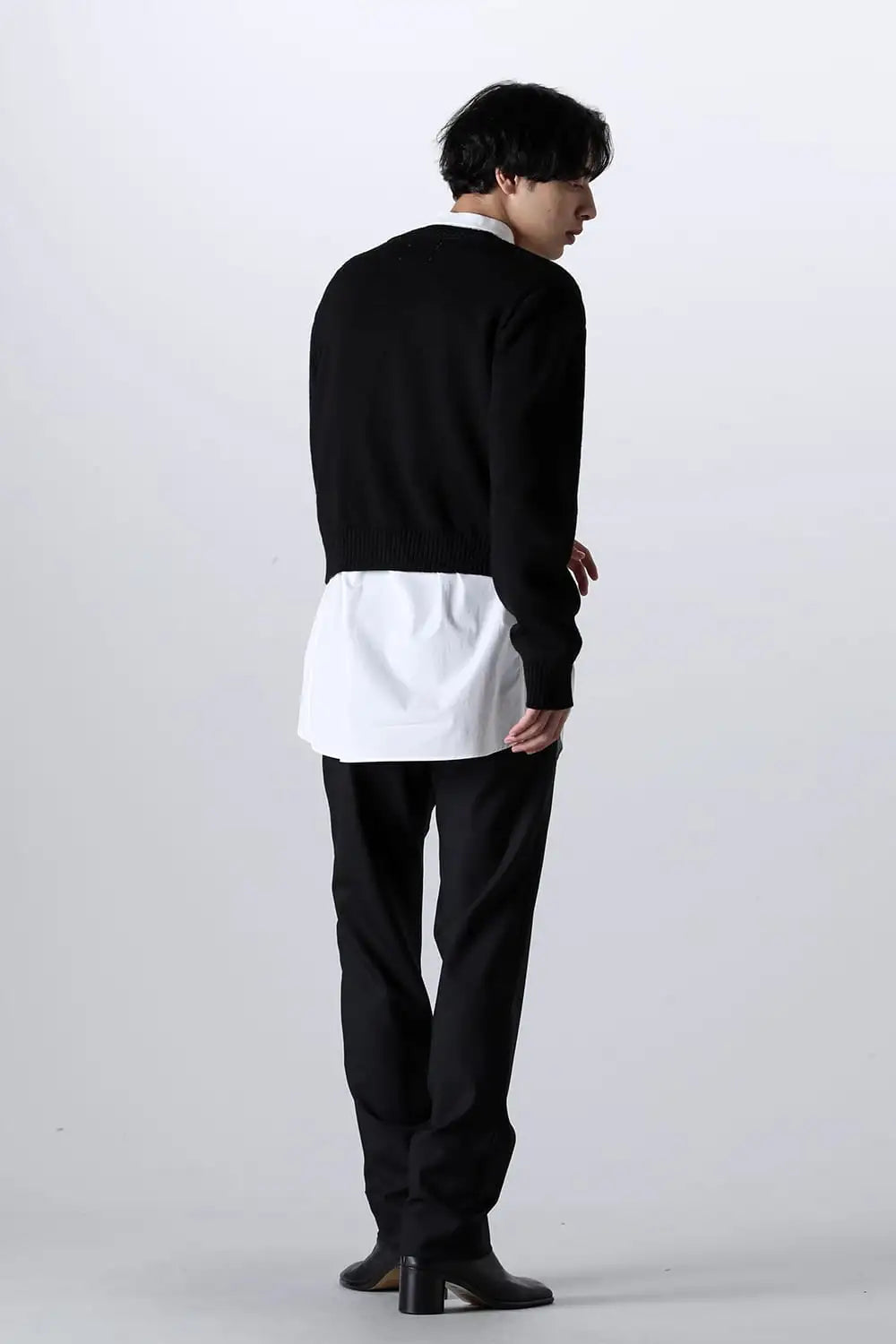 shetland wool cropped cardigan Black