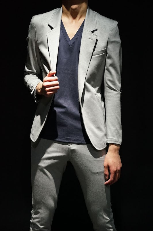 GalaabenD  16SS BASIC Bio Silket V-Neck Cut Sew (NAVY)