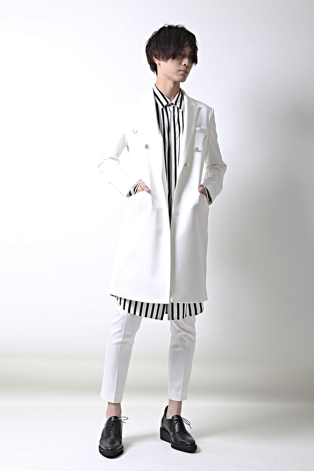 Hybrid French Twill Long Jacket (Off White)