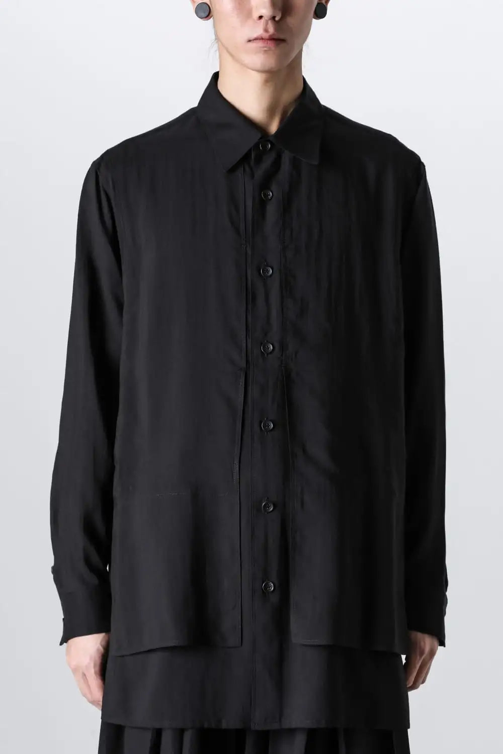 Same Color Stitch Pocket Blouse