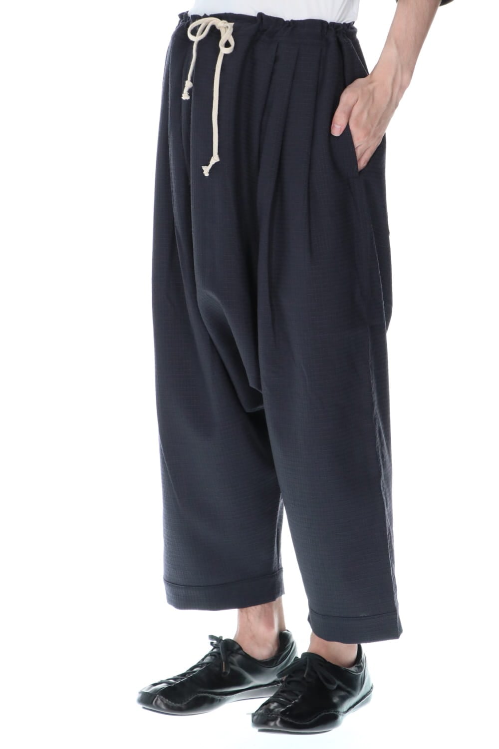 BALLOON TROUSERS WOOL RIPSTOP - Sumi Black