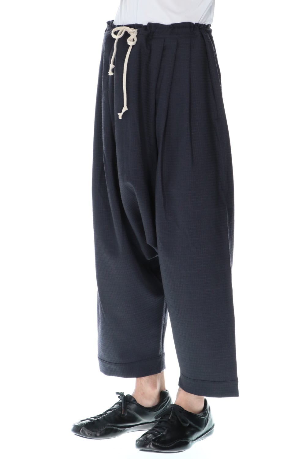 BALLOON TROUSERS WOOL RIPSTOP - Sumi Black