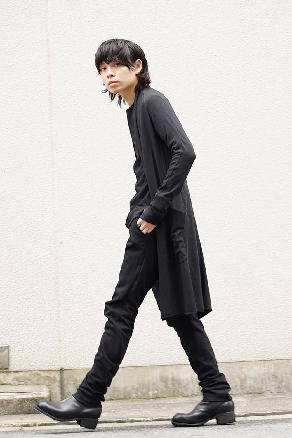 Long cardigan cotton canapa jersey