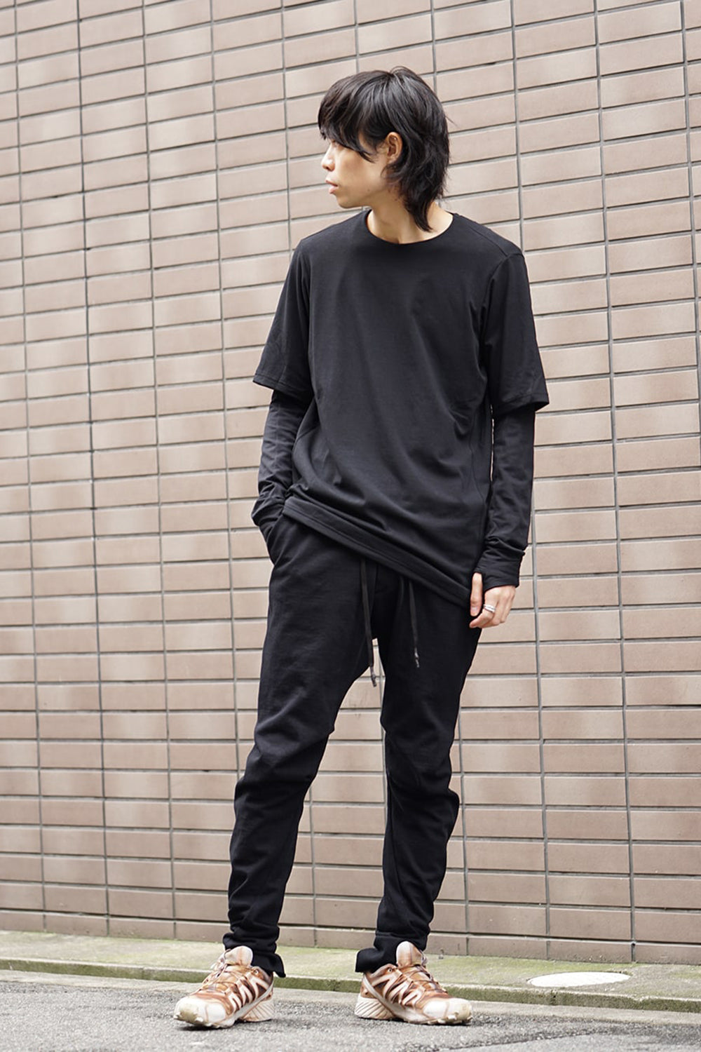 Long sleeve layerd type cotton canapa jersey