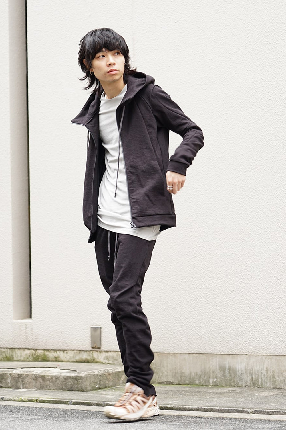 Hooded Jacket Cotton Jersey - Charcoal