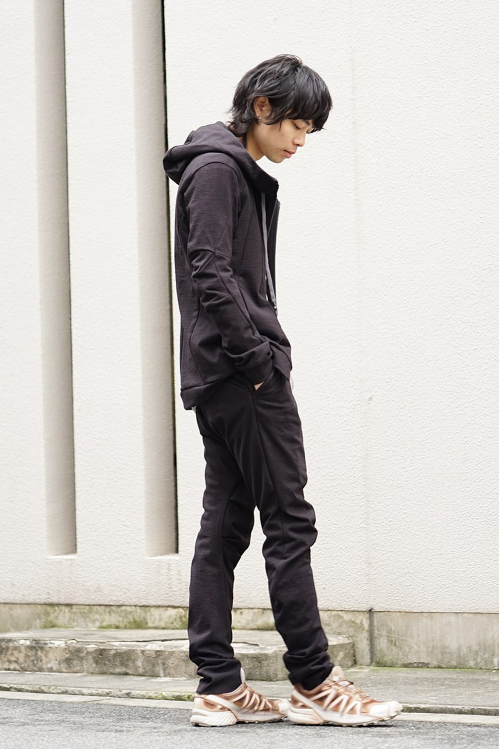 Hooded Jacket Cotton Jersey - Charcoal