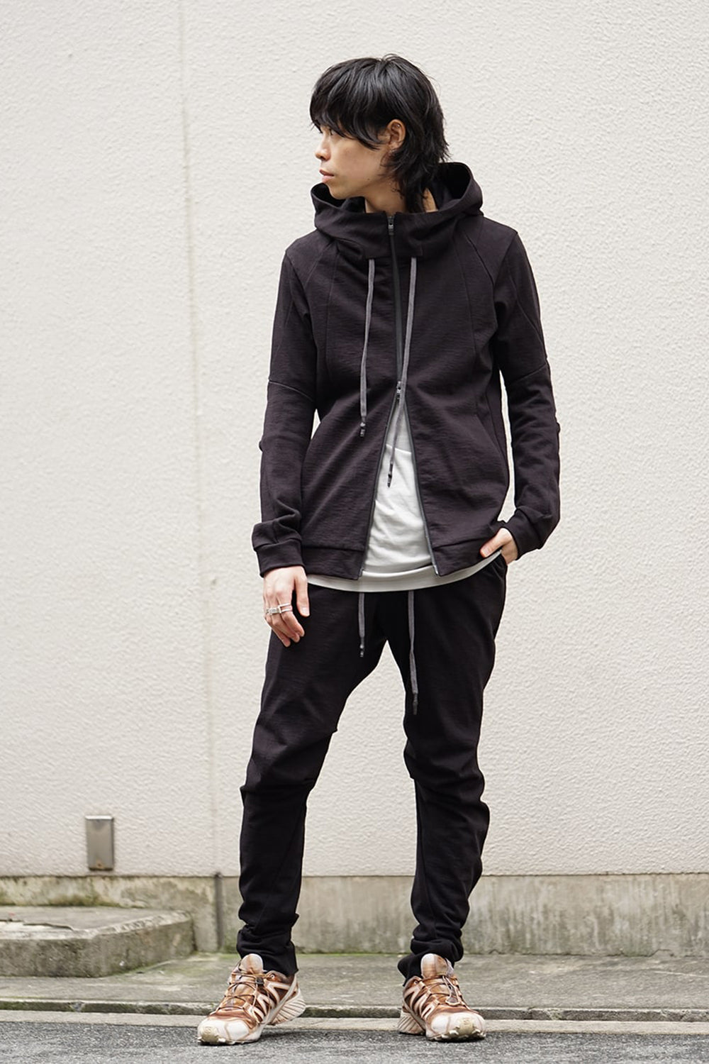 Hooded Jacket Cotton Jersey - Charcoal