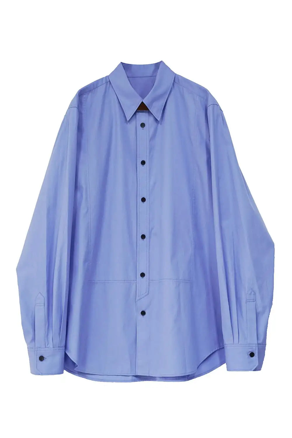 フロントパネルシャツウィズレザータブ Sax