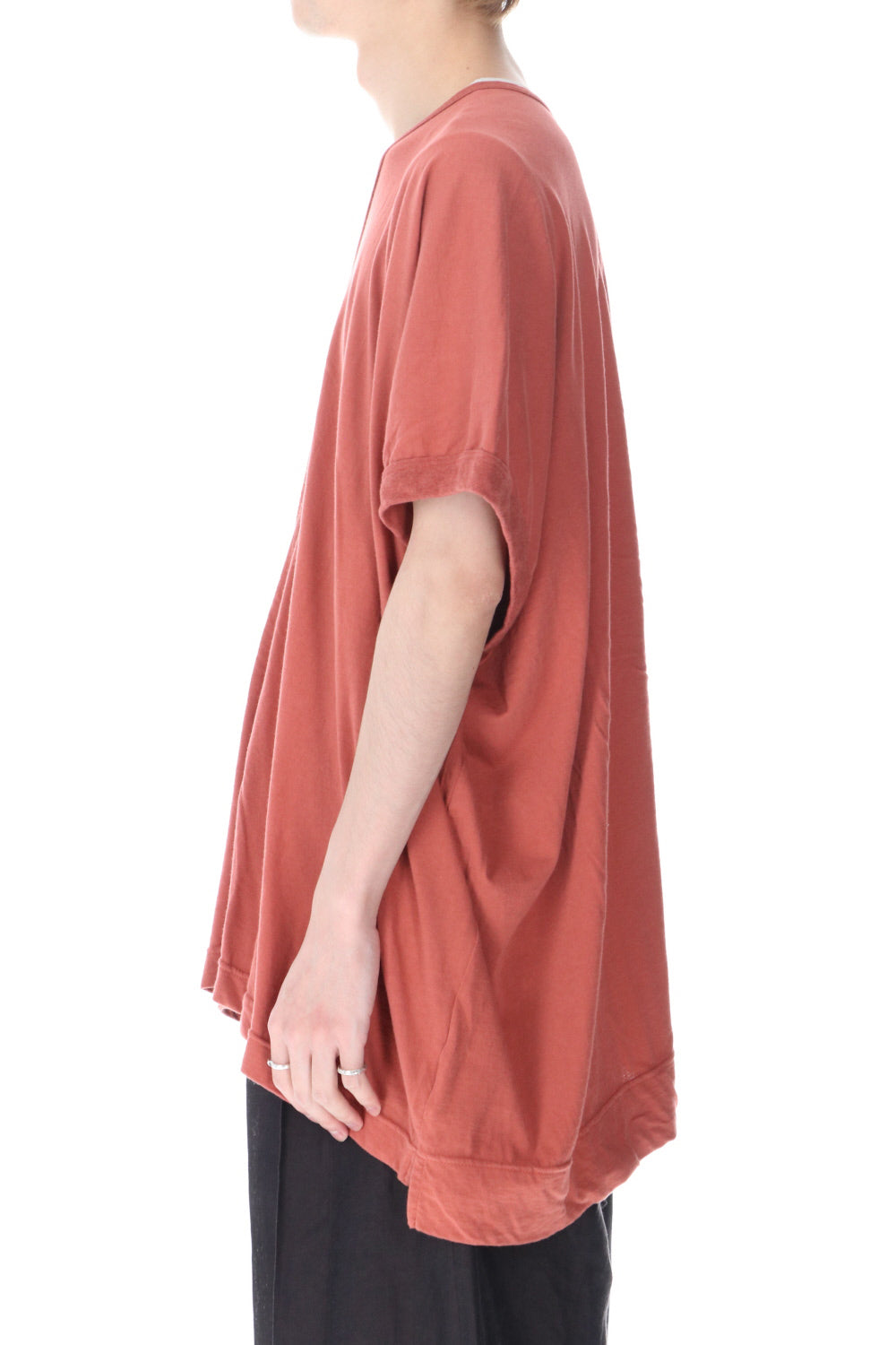 Wide fit V-neck T-shirt Coral