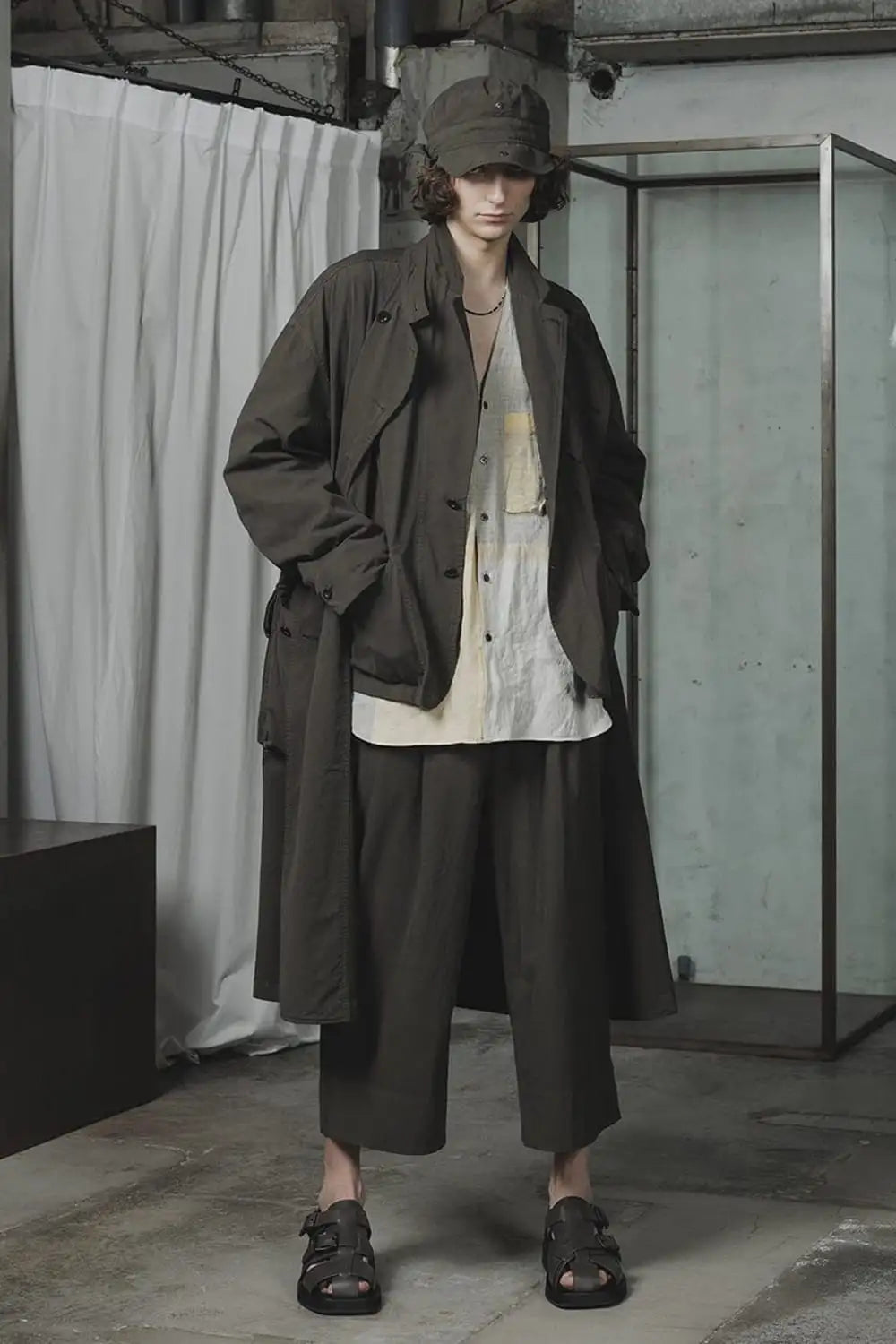 Dry Cotton Wide-Cropped Pants  Olive Drab