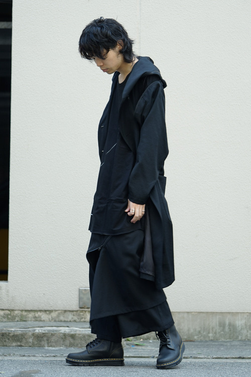 Hooded Double Fastener Long Coat - NV-C52-100