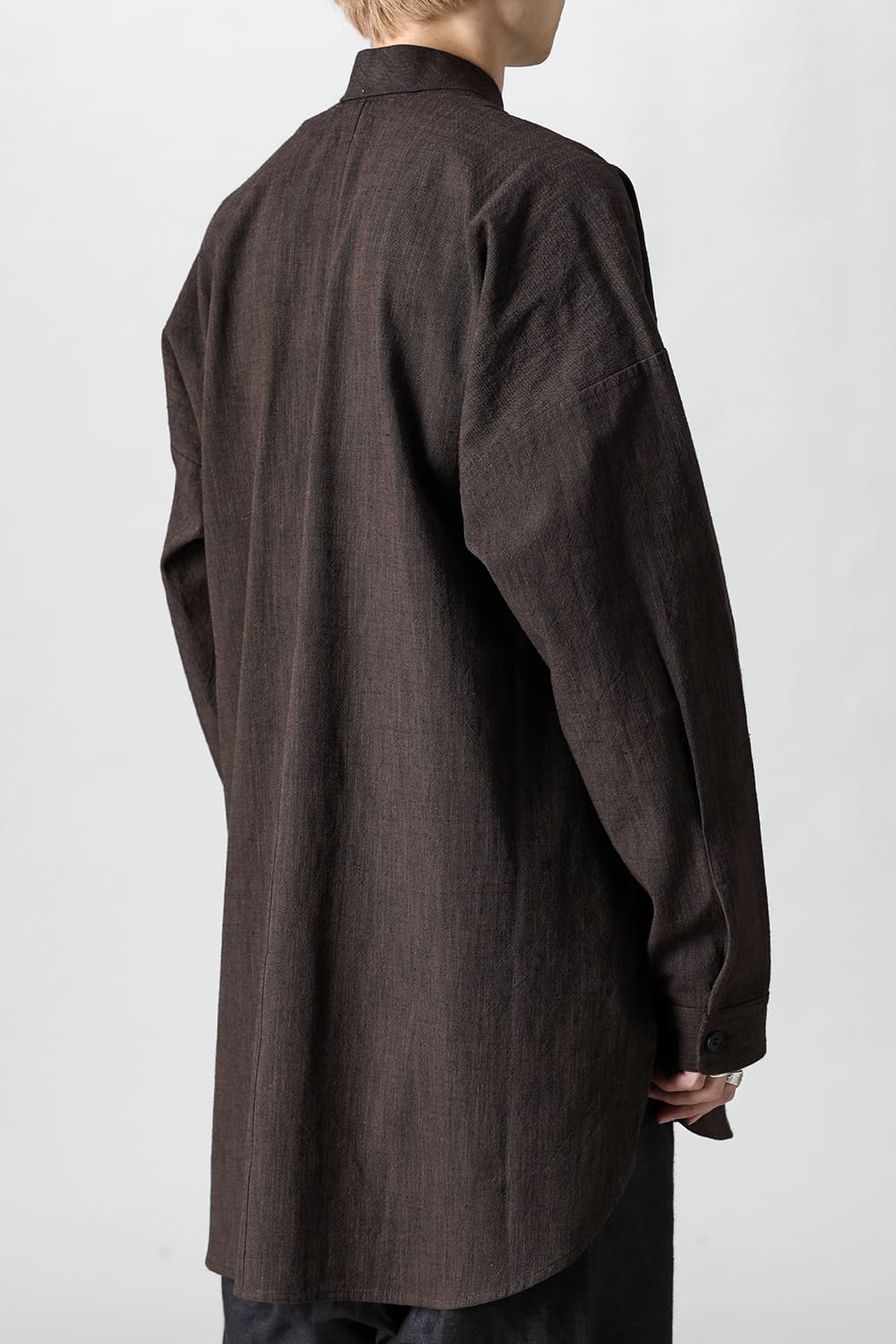 V NECK OVERSHIRT Brown