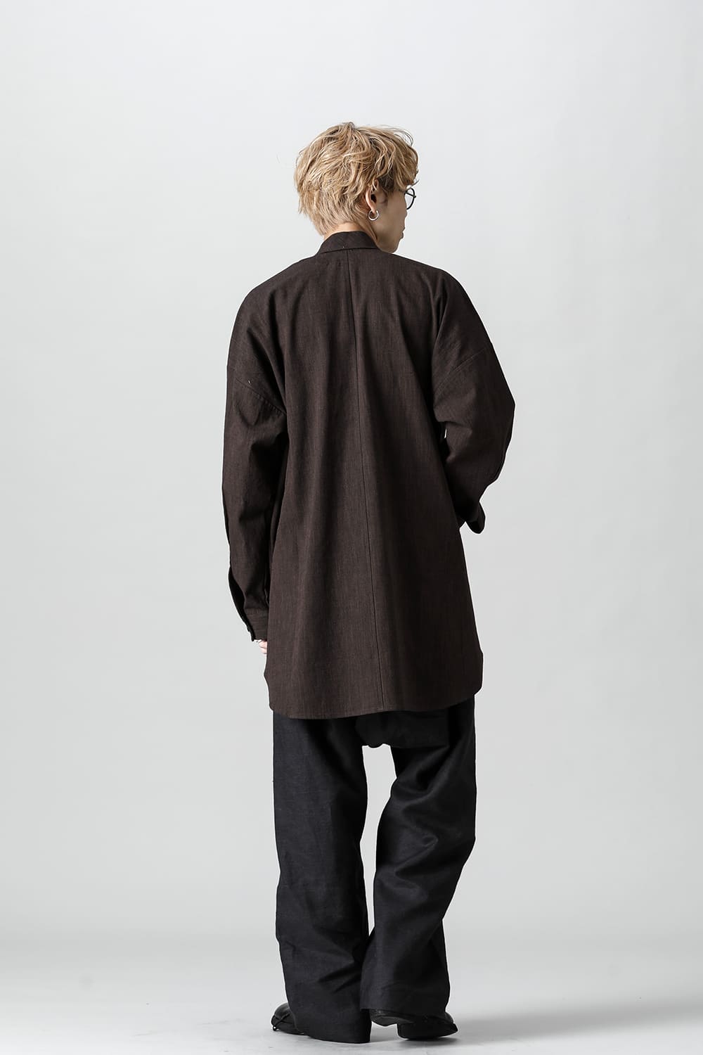 V NECK OVERSHIRT Brown