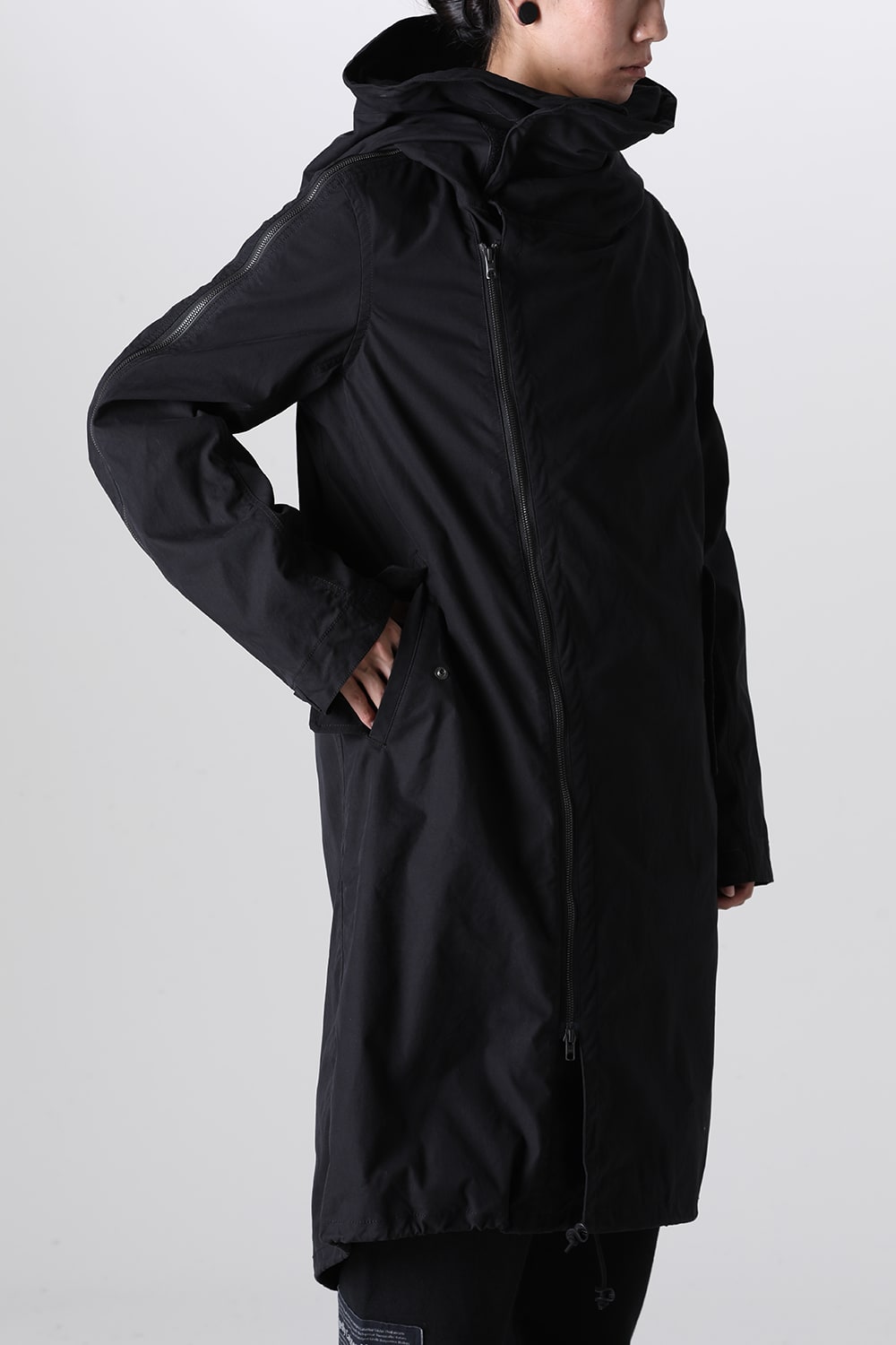 Multi Zip Military Hoodie Coat - Without Patches Black