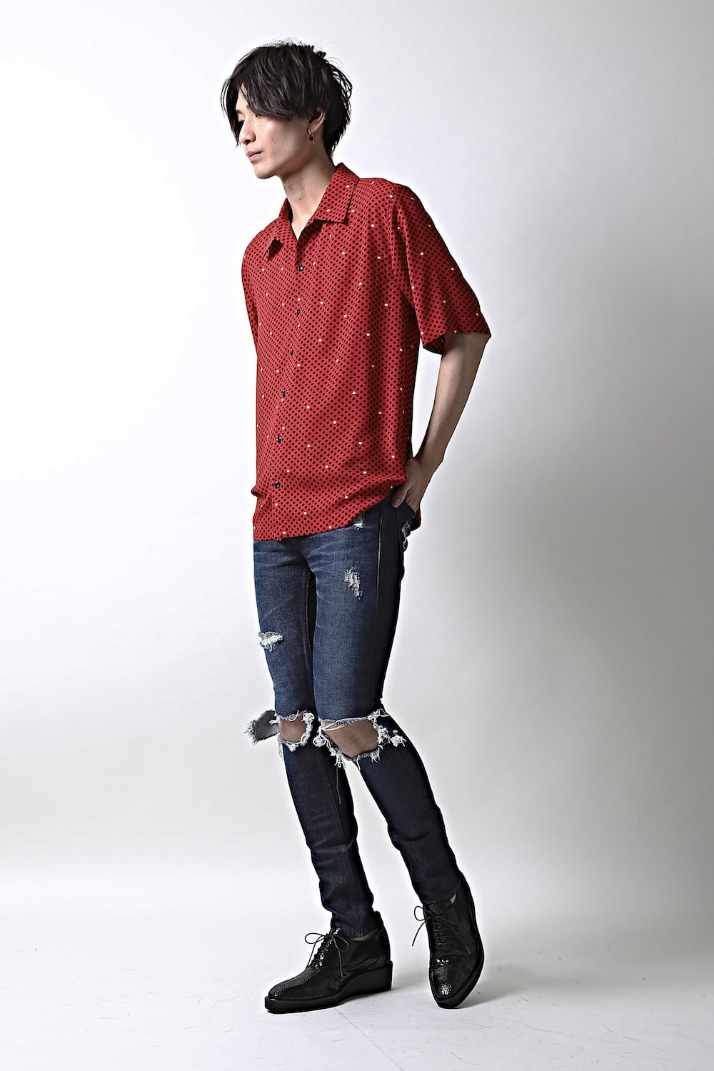 Knee Crushed Pants (Blue)