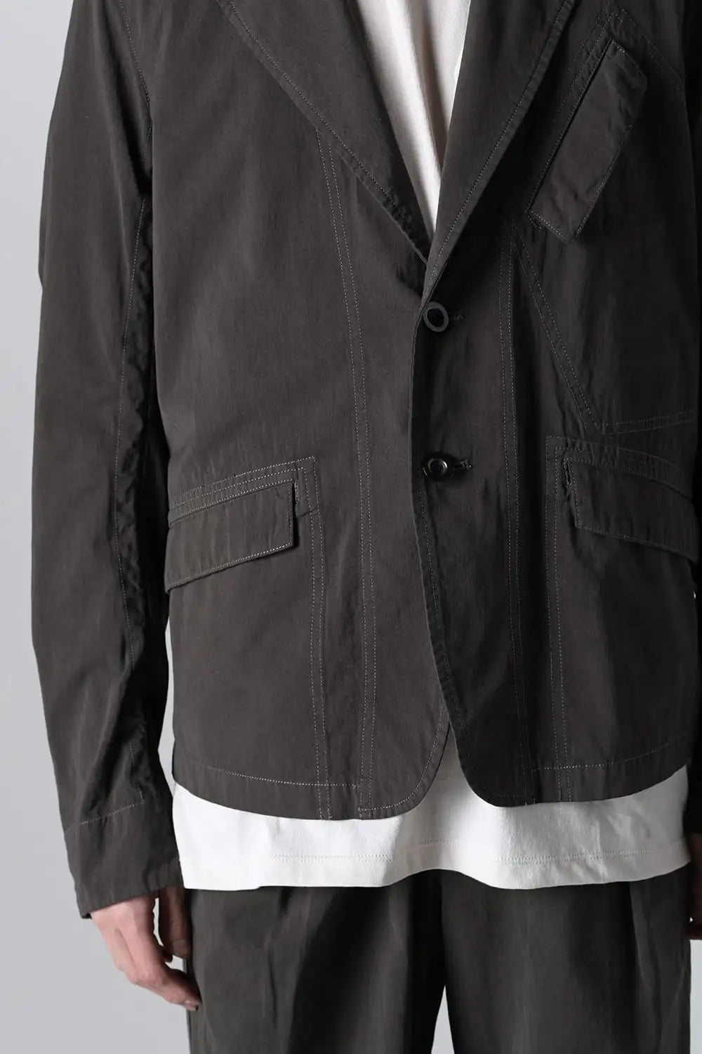 強撚ドライコットン ジャケット  オリーブドラブ