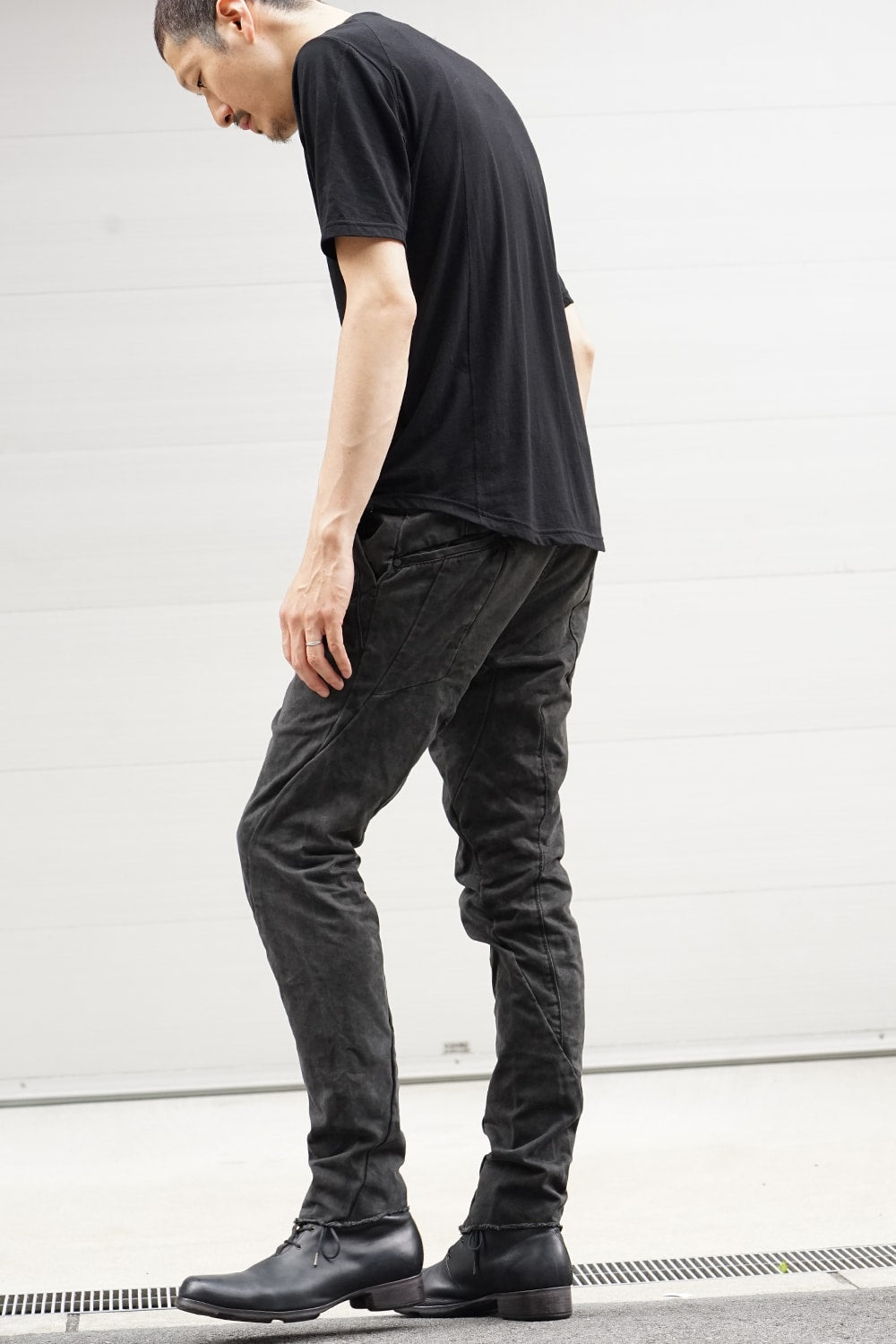 Slim pants  hard wash garment dye