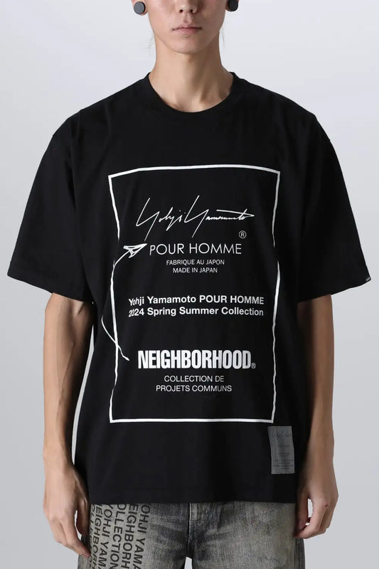 NEIGHBORHOOD x Yohji Yamamoto Print Short Sleeve T-Shirt Black