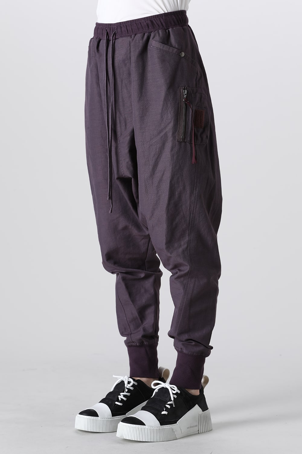 Nylon/Cotton Grosgrain Sarrouel Pants Sepia