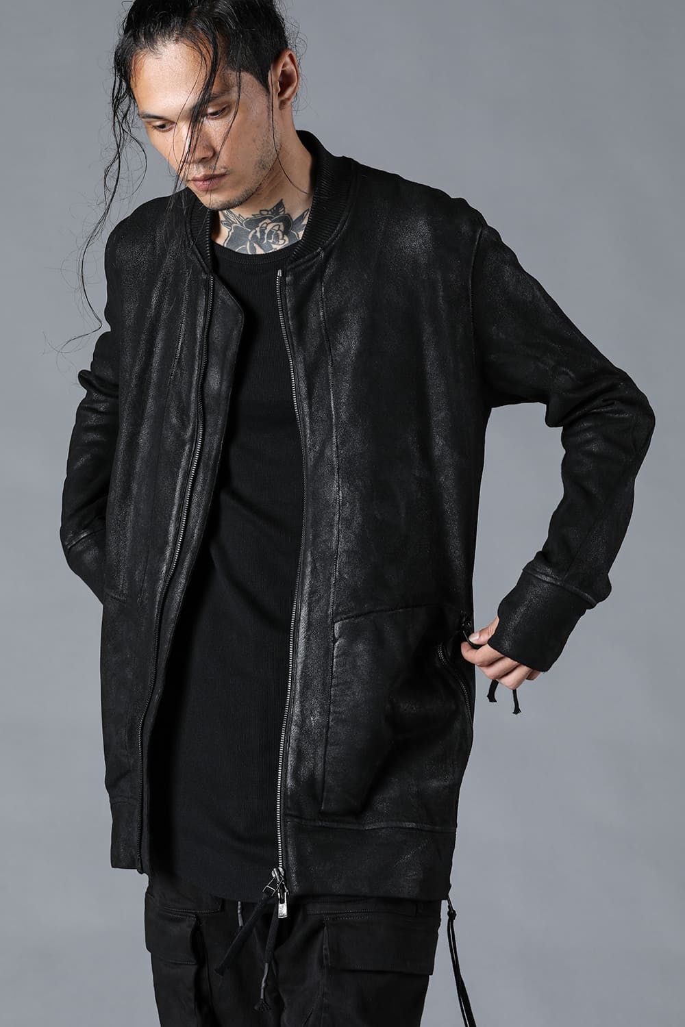 Untwisted Fleece-Line Coated Bomber Jacket