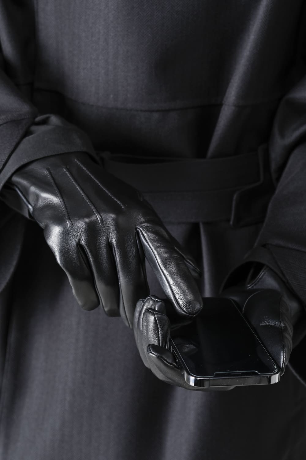 Elton Unlined Touch Screen Leather Glove  Black