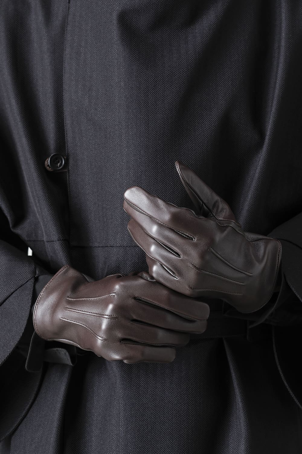 Elton Unlined Touch Screen Leather Glove  Brown