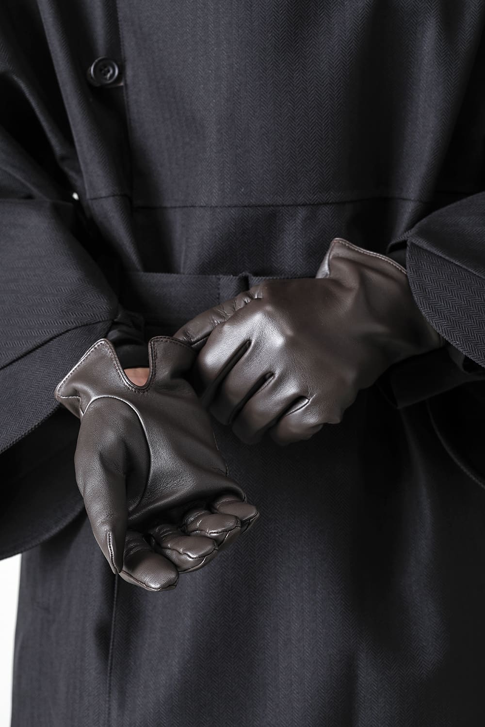 Finest Sccottish Cashmare Touch Screen Leather Glove  Brown