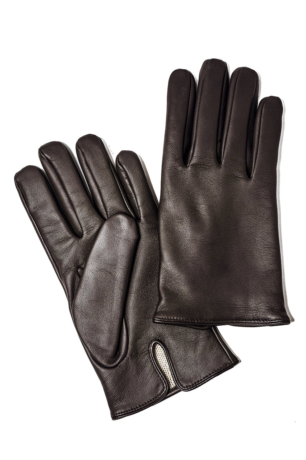 Finest Sccottish Cashmare Touch Screen Leather Glove  Brown