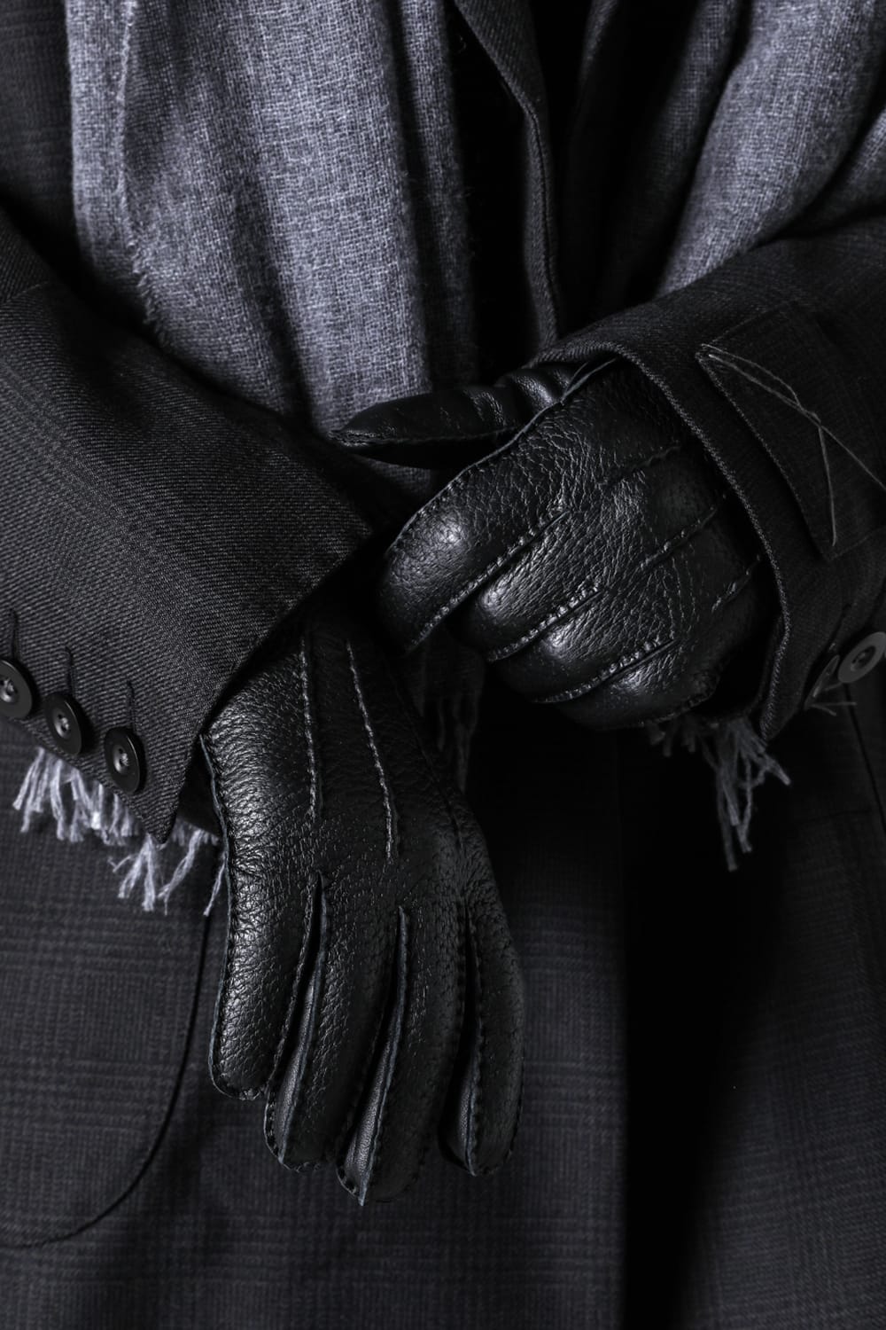 Oxburgh Sccottish Cashmare Touch Screen Leather Glove  Black