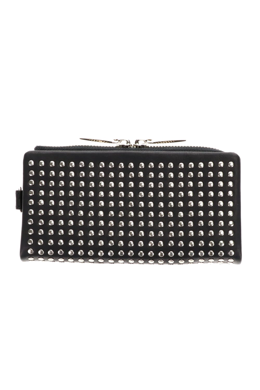 Leather long wallet 'all-studs' 2 Silver
