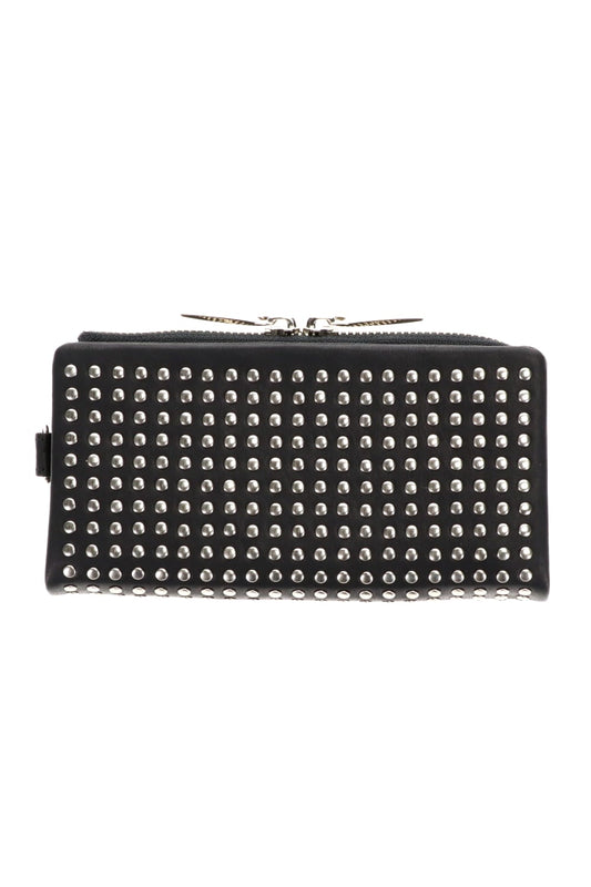 Leather long wallet 'all-studs' 2 Silver