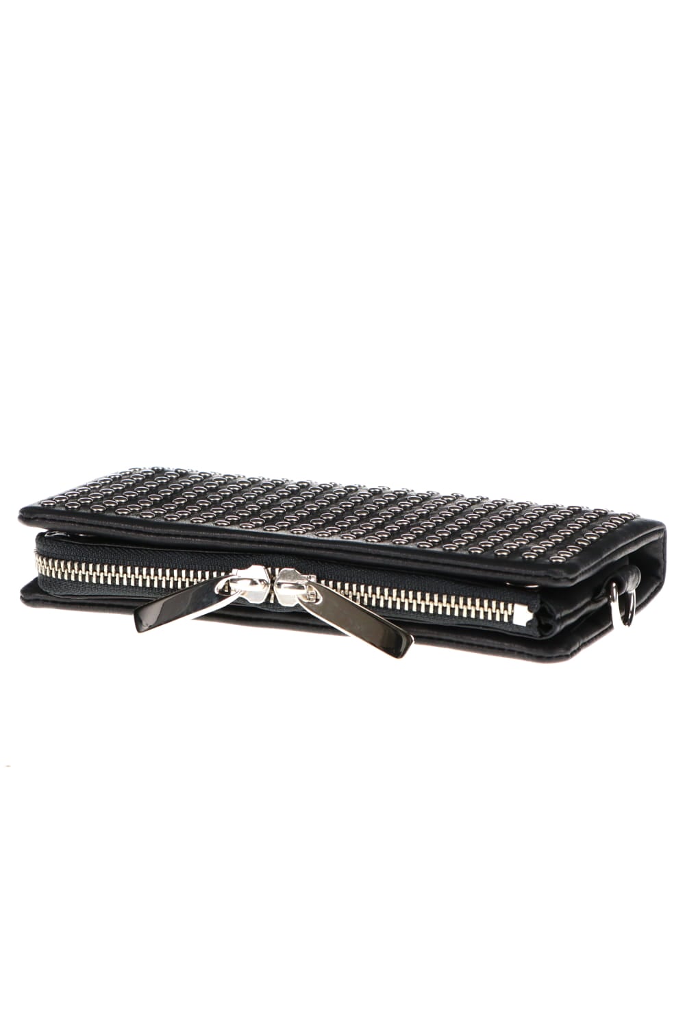 Leather long wallet 'all-studs' 2 Silver