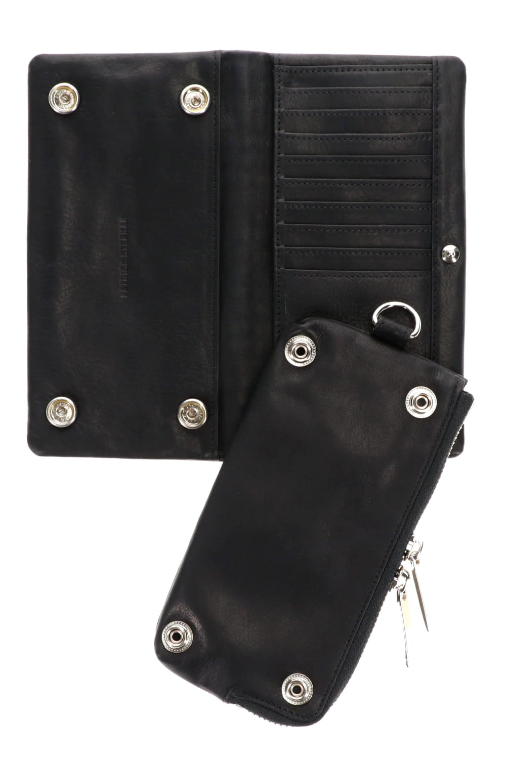 Leather long wallet 'all-studs' 2 Silver