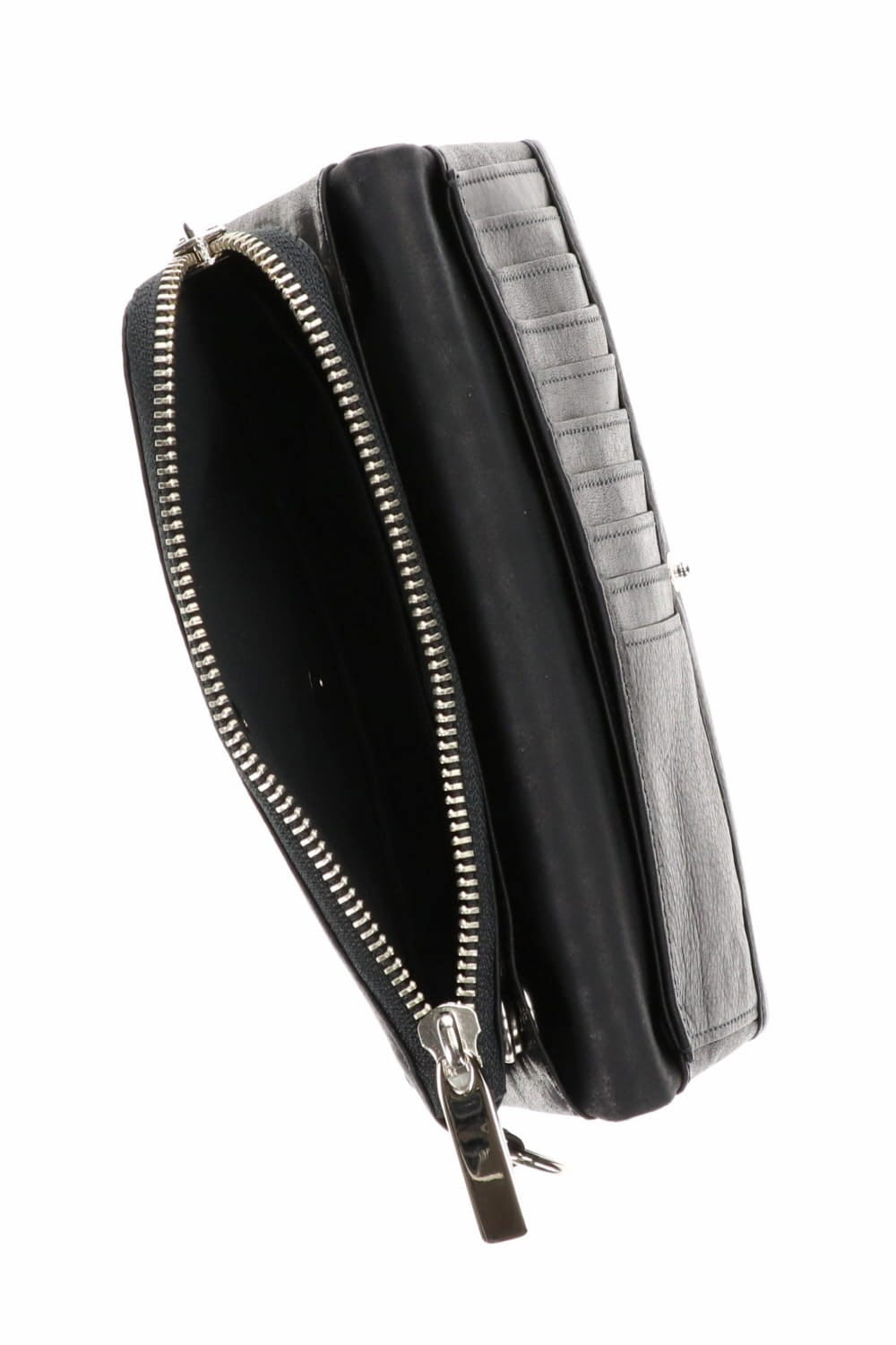 Leather long wallet 'all-studs' 2 Silver