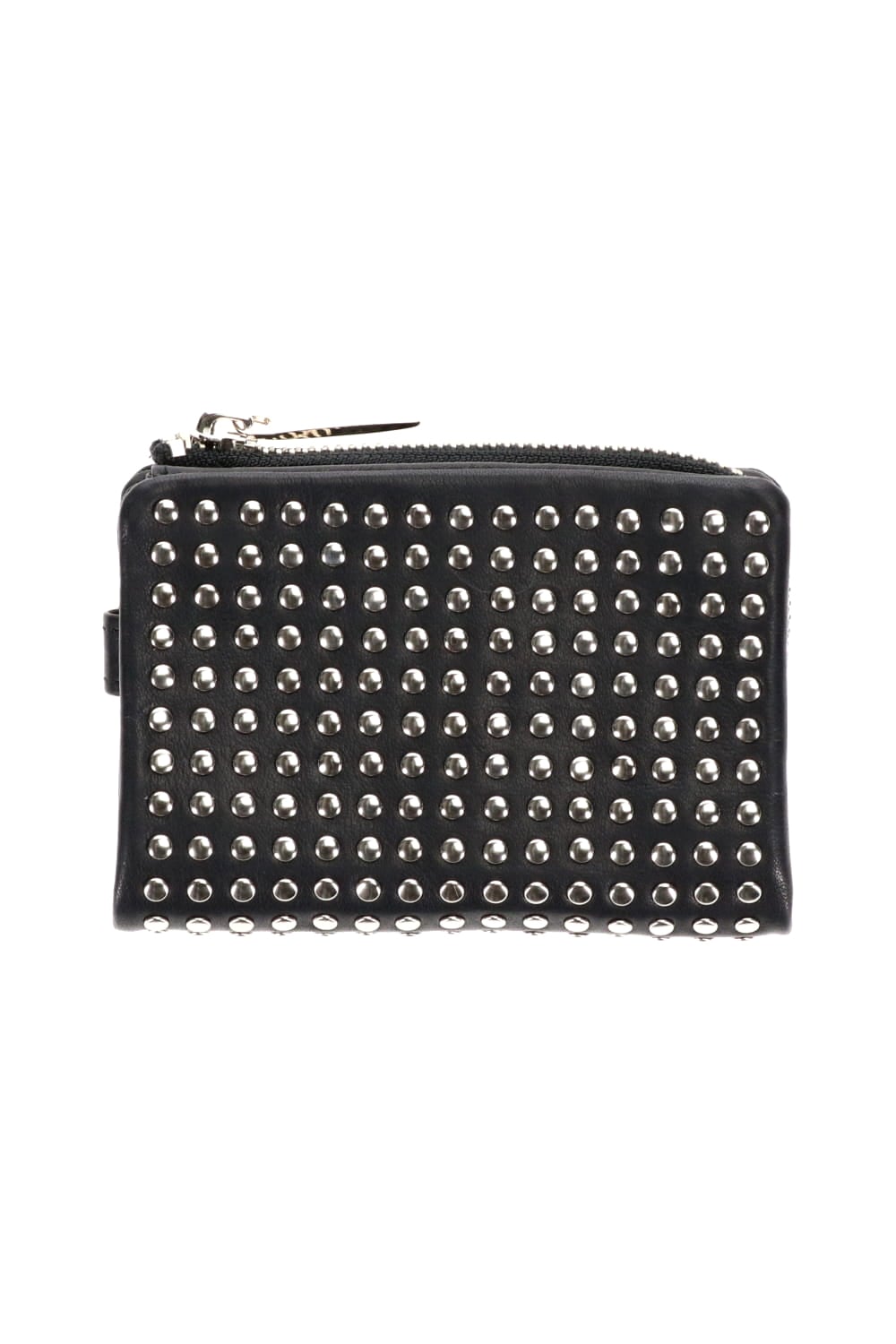 Leather micro wallet 'all-studs' 2 Silver
