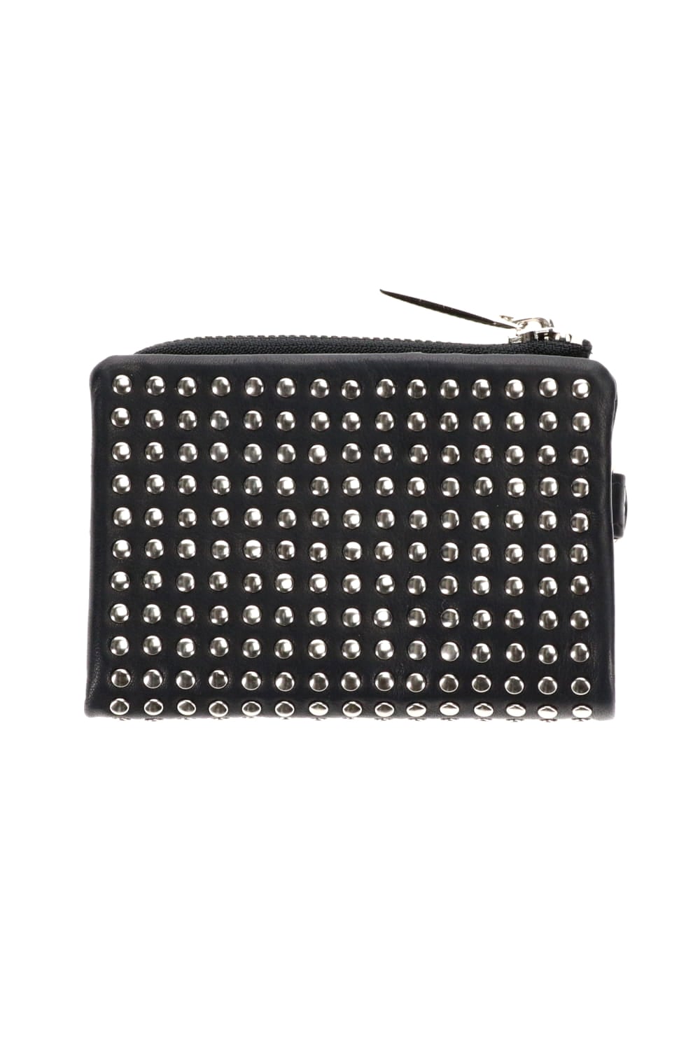 Leather micro wallet 'all-studs' 2 Silver
