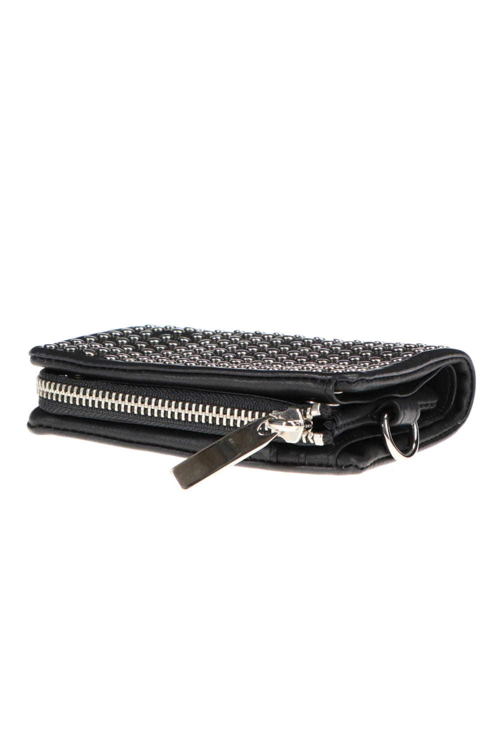 Leather micro wallet 'all-studs' 2 Silver
