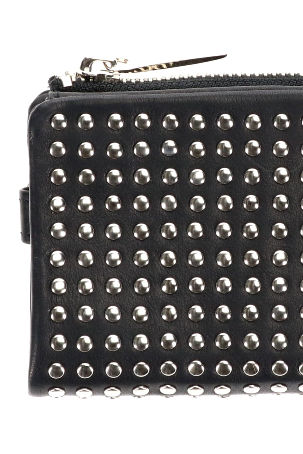 Leather micro wallet 'all-studs' 2 Silver