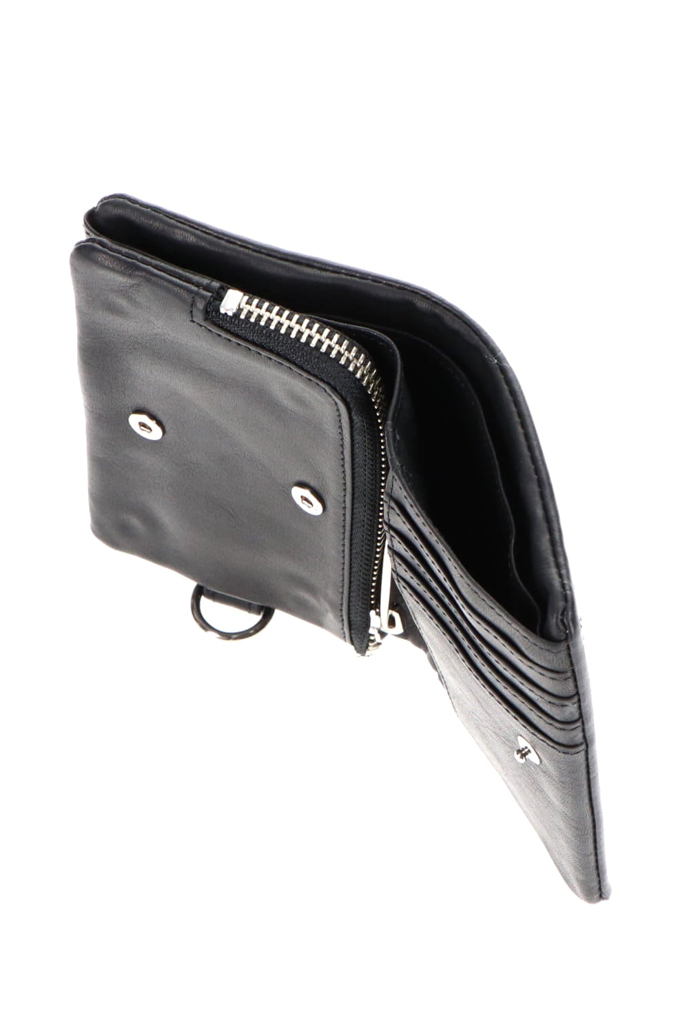 Leather micro wallet 'all-studs' 2 Silver