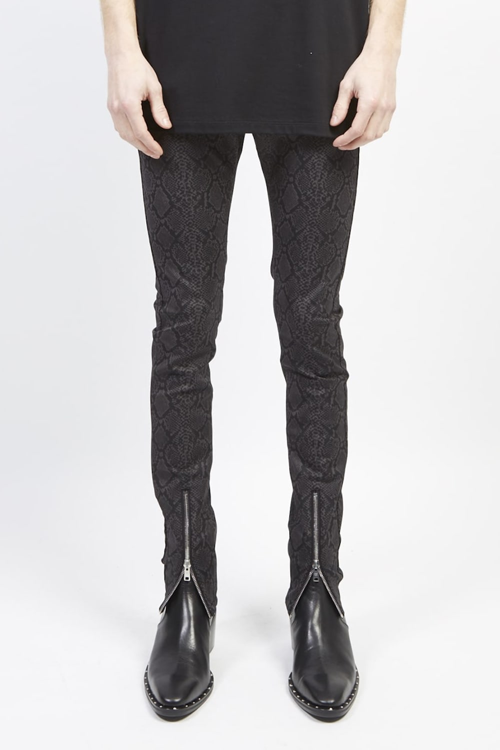 Python Print High Tension Stretch skinny zip pants