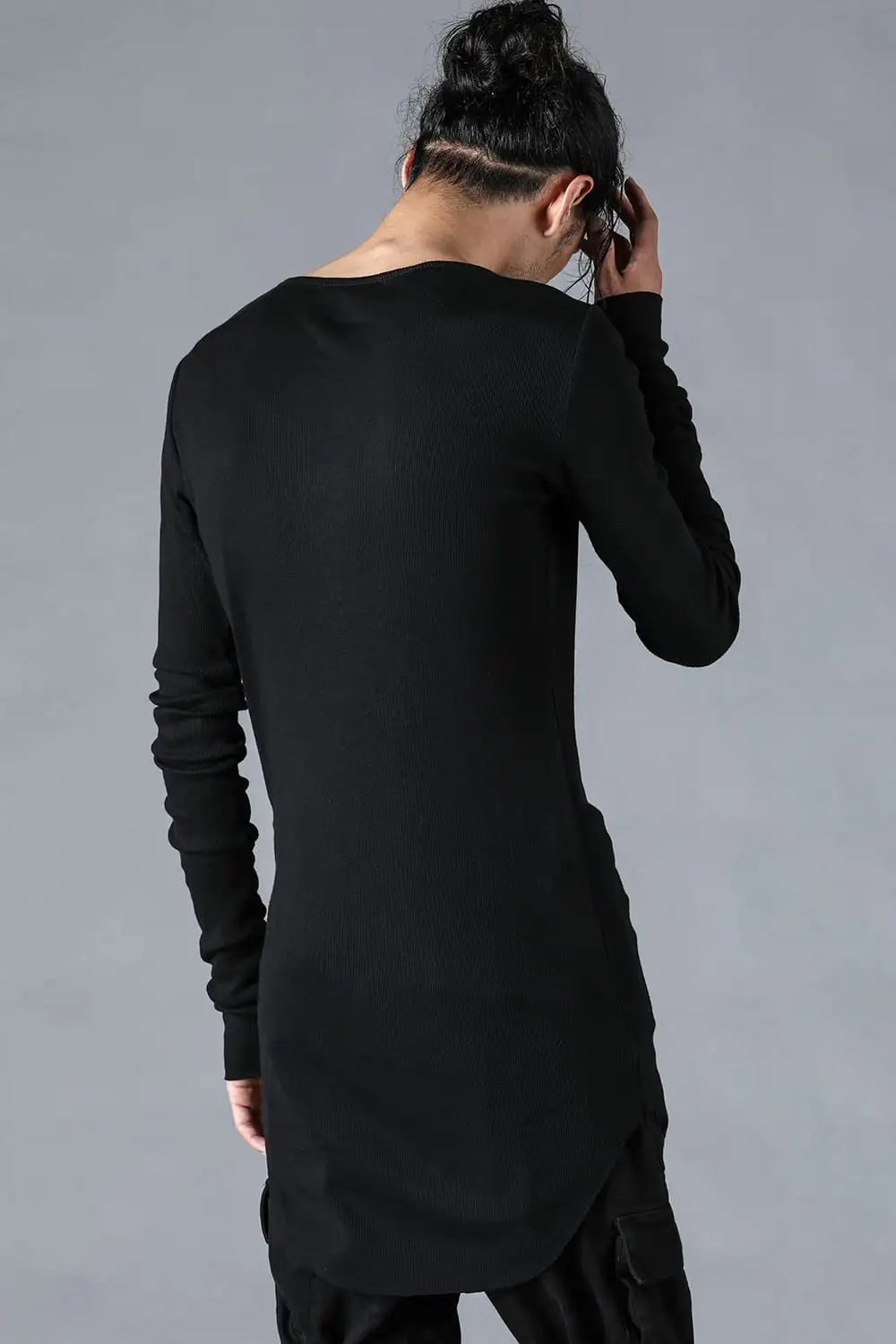 Modal x Cotton Rib Long Sleeve T-Shirt Black