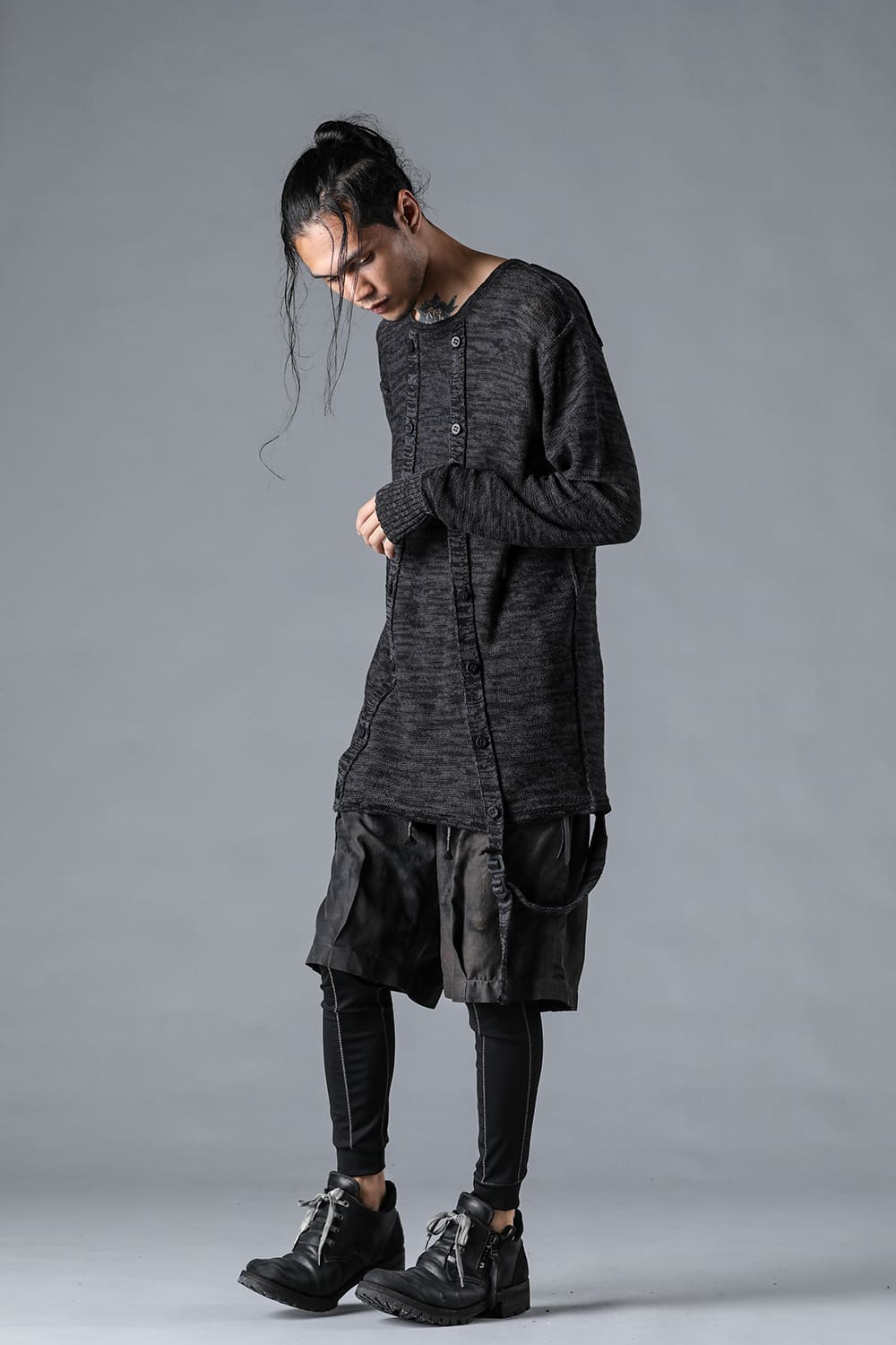 リネンニットWオープンカーディガン